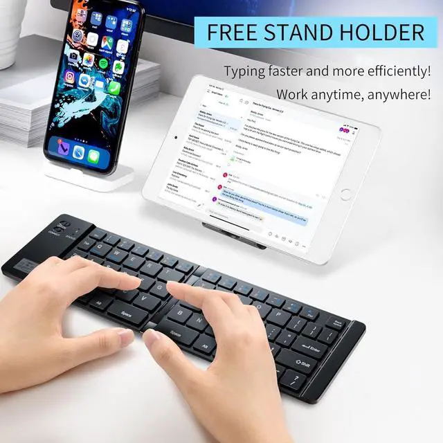 Alt view image 3 of 7 - Foldable Bluetooth Keyboard for iPhone, iPad and Smartphone, Travel Keyboard (Black)