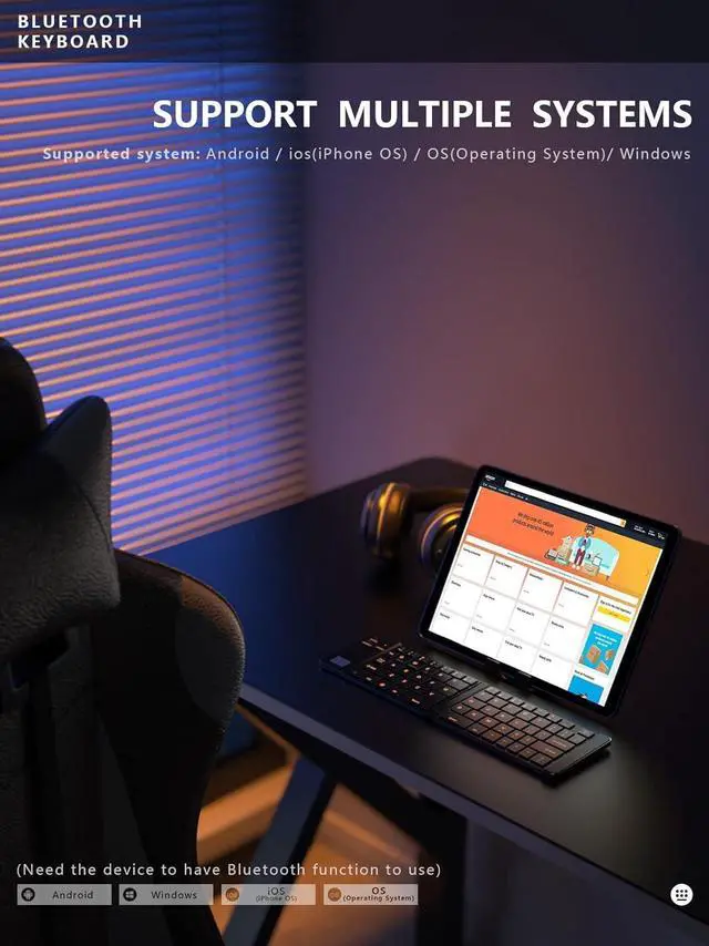 Alt view image 6 of 7 - Foldable Bluetooth Keyboard for iPhone, iPad and Smartphone, Travel Keyboard (Black)