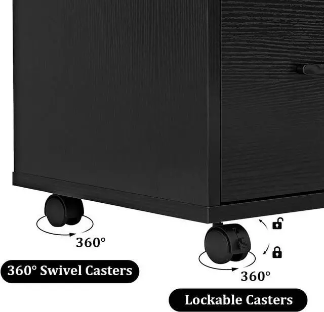 Alt view image 6 of 6 - 3 Drawer Office File Cabinets, Mobile Lateral Printer Stand with Open Storage Shelf, Rolling Filing Cabinet with Wheels Home Office Organization and Storage (Black)