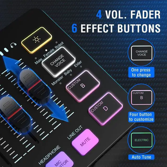 Alt view image 4 of 7 - FIFINE Gaming Equipment Bundle, Dynamic XLR/USB Gaming Microphone Set with Streaming Audio Mixer for Podcast Recording Video Vocal, RGB Gamer Set with Volume Fader/XLR Interface for PC-AmpliGame