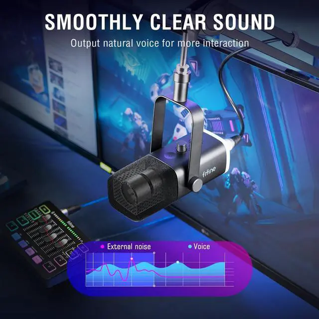 Alt view image 3 of 7 - FIFINE Gaming Equipment Bundle, Dynamic XLR/USB Gaming Microphone Set with Streaming Audio Mixer for Podcast Recording Video Vocal, RGB Gamer Set with Volume Fader/XLR Interface for PC-AmpliGame