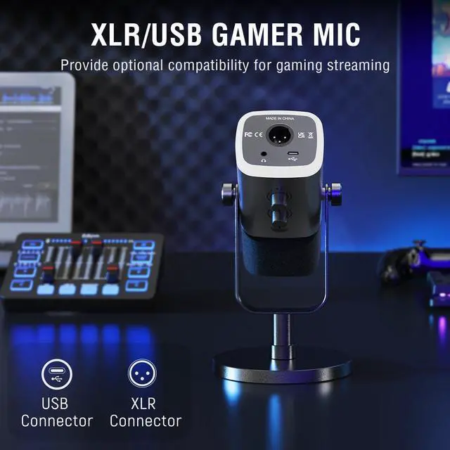 Alt view image 6 of 7 - FIFINE Gaming Equipment Bundle, Dynamic XLR/USB Gaming Microphone Set with Streaming Audio Mixer for Podcast Recording Video Vocal, RGB Gamer Set with Volume Fader/XLR Interface for PC-AmpliGame