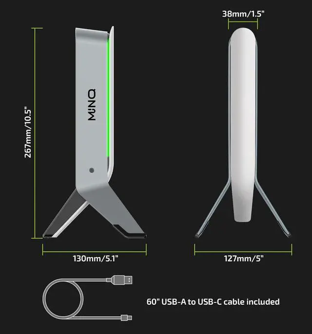 Alt view image 6 of 6 - White RGB Tripod Headphones Stand for Desk - Gaming Headset Stand - Aux - USB Ports - Suitable for Gamer Desktop Table Game Earphone Accessories