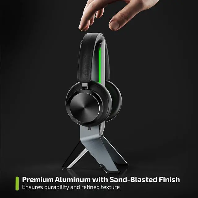 Alt view image 5 of 6 - White RGB Tripod Headphones Stand for Desk - Gaming Headset Stand - Aux - USB Ports - Suitable for Gamer Desktop Table Game Earphone Accessories