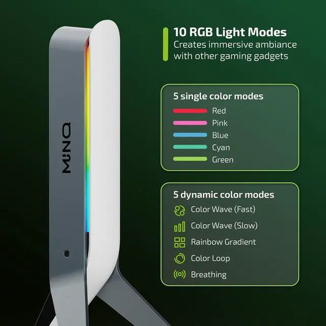 Alt view image 3 of 6 - White RGB Tripod Headphones Stand for Desk - Gaming Headset Stand - Aux - USB Ports - Suitable for Gamer Desktop Table Game Earphone Accessories