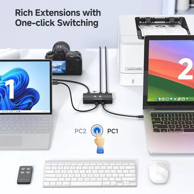 Alt view image 6 of 6 - Cable Matters 10Gbps USB C Switch for 2 Computers, Data Only, Shares 2X USB-A and 2X USB-C Peripherals, No Video Support, No Host Charging, Does Not Support USBC Monitor