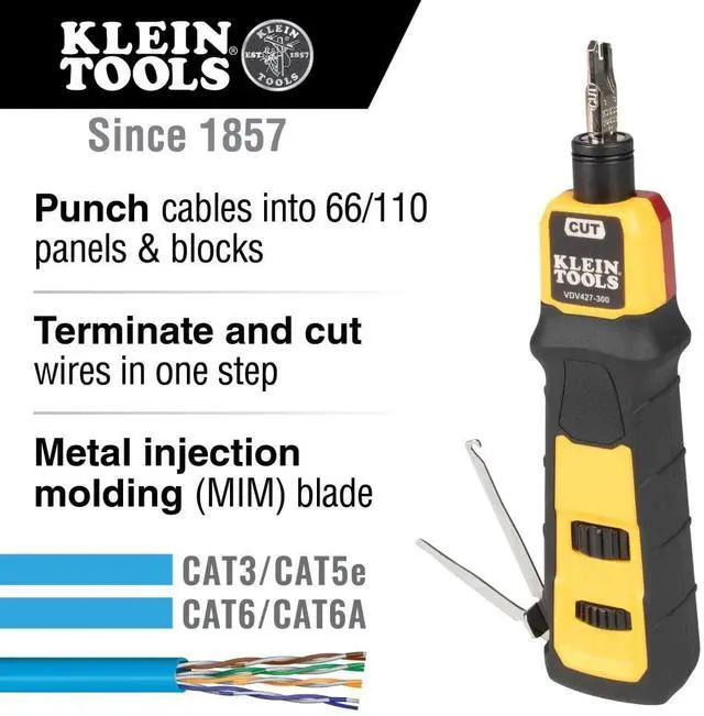 Alt view image 5 of 7 - Klein Tools VDV501-851 Cable Tester Kit & Impact Punchdown Tool with 66/110 Blade & Klein Tools VDV226-110 Ratcheting Modular Data Cable Crimper/Wire Stripper/Wire Cutter