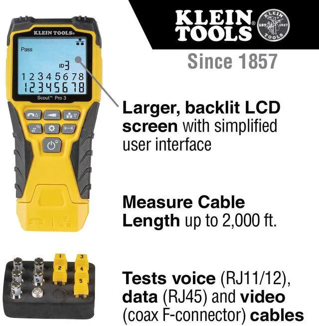 Alt view image 3 of 7 - Klein Tools VDV501-851 Cable Tester Kit & Impact Punchdown Tool with 66/110 Blade & Klein Tools VDV226-110 Ratcheting Modular Data Cable Crimper/Wire Stripper/Wire Cutter