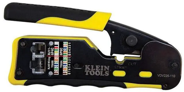 Alt view image 6 of 7 - Klein Tools VDV501-851 Cable Tester Kit & Impact Punchdown Tool with 66/110 Blade & Klein Tools VDV226-110 Ratcheting Modular Data Cable Crimper/Wire Stripper/Wire Cutter