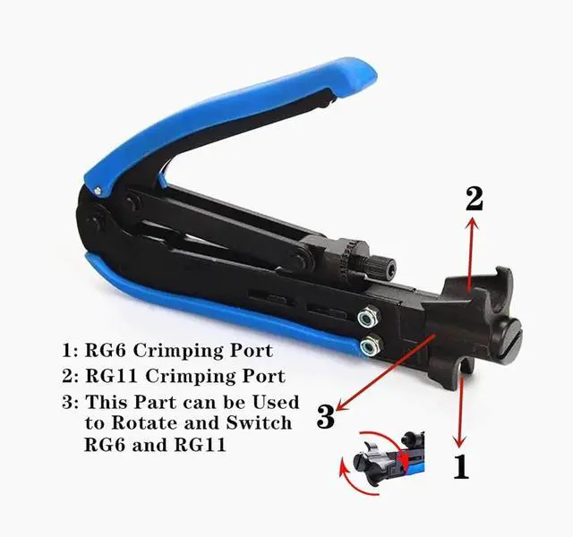Alt view image 2 of 6 - Coax Cable Crimper Tool Kit, Coaxial Compression Tool for rg6 rg59 rg11, Wire Stripper, 10pcs RG6 F Male and Female Connectors, Screwdriver