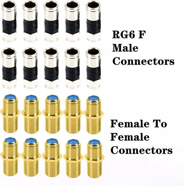 Alt view image 6 of 6 - Coax Cable Crimper Tool Kit, Coaxial Compression Tool for rg6 rg59 rg11, Wire Stripper, 10pcs RG6 F Male and Female Connectors, Screwdriver