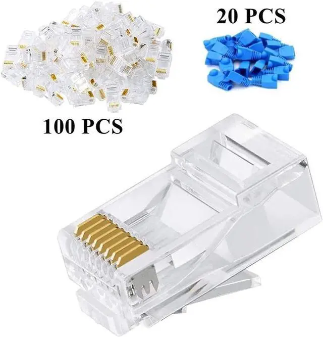 Alt view image 6 of 6 - RJ45 Crimp Tool Kit, Cat5 Cat5e Crimping Tool with 100pcs rj45 Cat5 Connectors, 20pcs rj45 Cat5e Connector Covers, Cable Tester, Network Wire Stripper