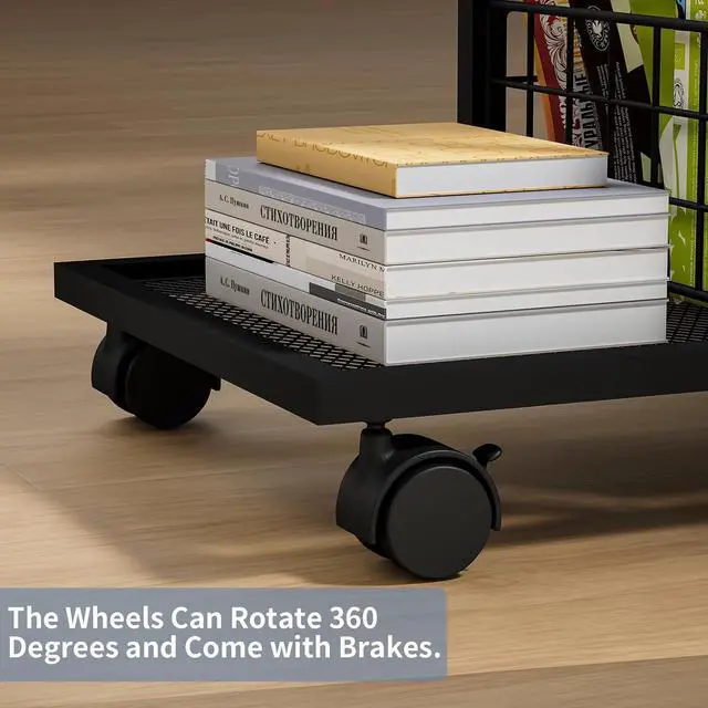 Alt view image 3 of 6 - C Shaped Sofa Side Table: Couch End Table with Drawer - Bedside Table with Wheels - 19.7''L x 11.8''W x 28''H - C Mobile Tables with Storage Basket for Living Room Bedroom