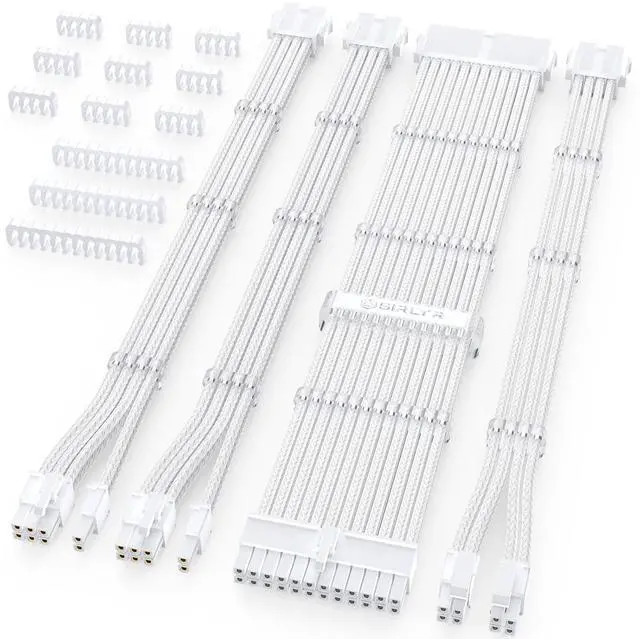Main image of PSU Cable Extension Kit, Sleeved PC Cables Extensions Mod,24Pin ATX x1 8Pin EPS x1 8 Pin PCI-E x2,Gold-Plated Pins for GPU Power Supply with Pre-Install Cable Combs,4 Kits
