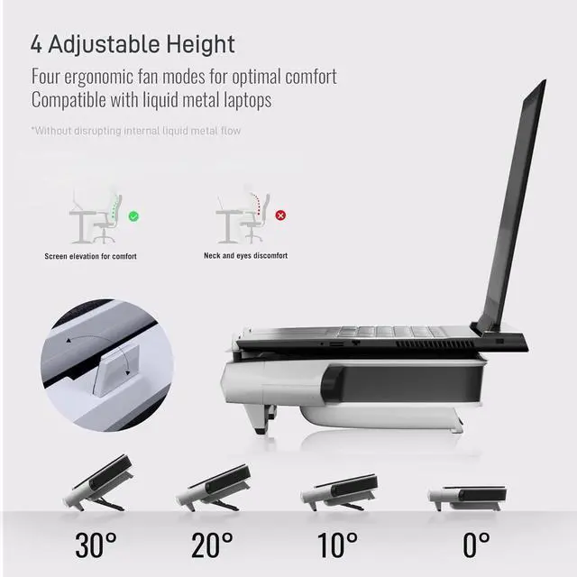 Alt view image 7 of 7 - Flydigi Laptop Cooling Pad, Wind-Pressure Closed-Loop Turbo-Fan for 15.6-21 Inch, Adjustable Speed, Dual Noise Reduction, Intelligent Temperature Control, 4-Angle Adjustable