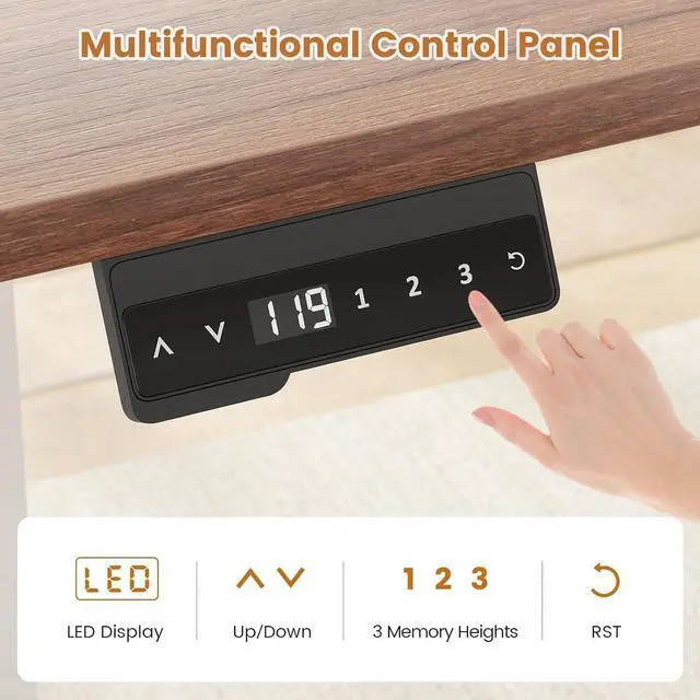 Alt view image 4 of 7 - Farmhouse L Shaped Standing Desk, 55 inch Height Adjustable Corner Desk with Storage Drawers, Standing Computer Desks with Power Outlets for Home Office, Black