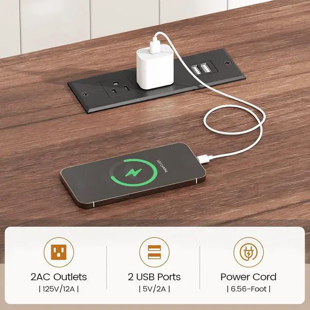 Alt view image 6 of 7 - Farmhouse L Shaped Standing Desk, 55 inch Height Adjustable Corner Desk with Storage Drawers, Standing Computer Desks with Power Outlets for Home Office, Black