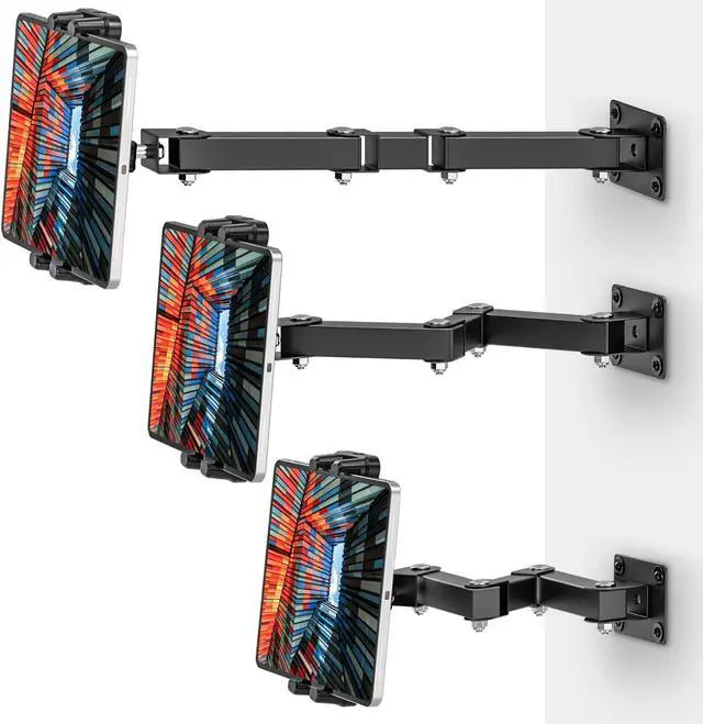 Main image of Tablet Wall Mount Holder, 3-Stage Extendable Arm, 360° Rotating Under Cabinet or Wall Mount for iPad Pro, Air, Galaxy Tab, and All 4.713.5" Tablets  Perfect for Kitchens, Offices