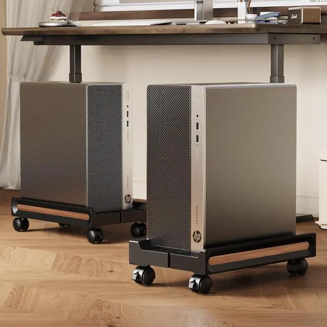 Alt view image 6 of 7 - Adjustable Mobile CPU Stand,Ventilated PC stand for floor, Computer Tower Stand with Locking Caster Wheels Fits Most PC,Computer Mobile Cart Holder for Office,Gamers and Students
