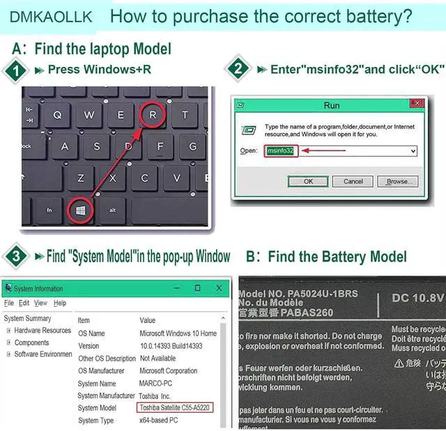 Alt view image 6 of 6 - PA5024U-1BRS Battery for Toshiba Satellite S75 P75-A7200 P75-A7100 S855-S5378 S855D-S5148 C75D C875 C850 L800 C55T-A C55-A5220 C55-A5300 C55-A5302 C55-A5390 P875 PA5026U-1BRS