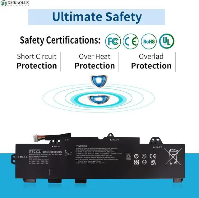 Alt view image 4 of 5 - TT03XL 932824-421 Laptop Battery for HP EliteBook 850 G5,EliteBook 755 G5,EliteBook 850 G6,ZBook 15U G5 G6 Series TT03056XL 932824-1C1 932824-2C1 933322-855 HSN-113C-5 HSTNN-LB8H 11.55V 56Wh