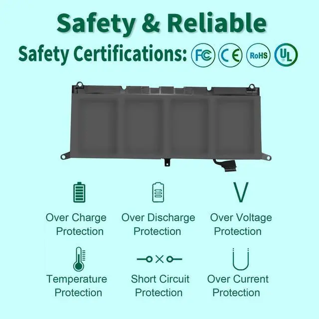 Alt view image 3 of 5 - DXGH8 7.6V 52Wh Battery for Dell XPS 13 9370 9380 2019 Inspiron 13 7390 7391 2-in-1 5390 5391 7490 Latitude 3301 E3301 Vostro 5390 5391 Series 0H754V H754V G8VCF G8VCF6C HK6N5 P113G001 P82G P82G001