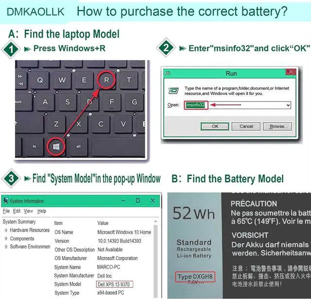 Alt view image 5 of 5 - DXGH8 7.6V 52Wh Battery for Dell XPS 13 9370 9380 2019 Inspiron 13 7390 7391 2-in-1 5390 5391 7490 Latitude 3301 E3301 Vostro 5390 5391 Series 0H754V H754V G8VCF G8VCF6C HK6N5 P113G001 P82G P82G001