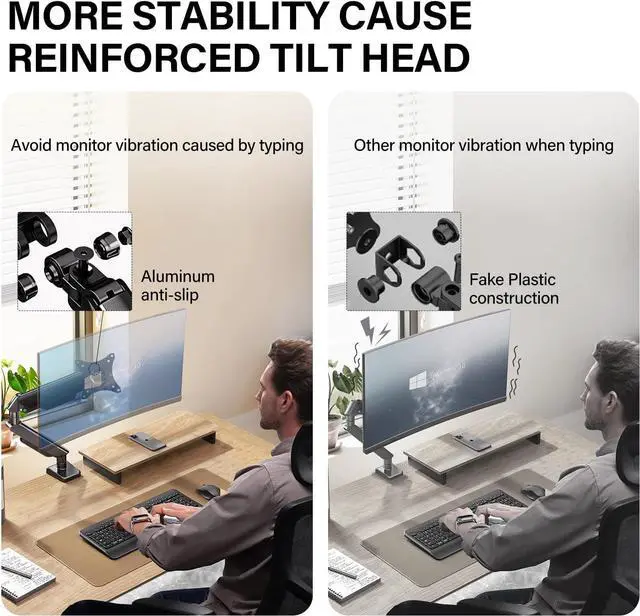 Alt view image 2 of 7 - Single Monitor Mount for 13 to 32 Inch Screens up to 22 lbs,Aluminum Ultrawide Screen Arm for Samsung Odyssey G9 and More, Fully Adjustable Monitor Stand for Desk, VESA 100x100mm (Black)