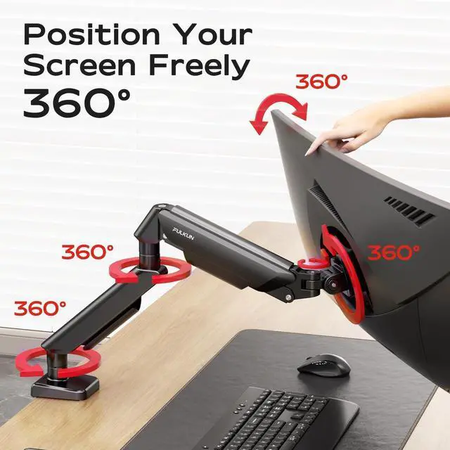 Alt view image 7 of 7 - Single Monitor Mount for 13 to 32 Inch Screens up to 22 lbs,Aluminum Ultrawide Screen Arm for Samsung Odyssey G9 and More, Fully Adjustable Monitor Stand for Desk, VESA 100x100mm (Black)