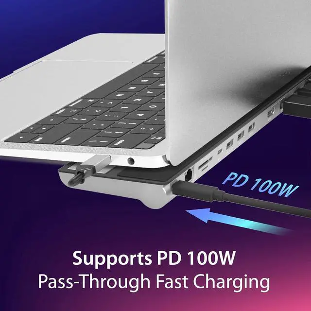 Alt view image 4 of 7 - j5create USB Type C Docking Station with 100W PD Charger - Supports 3 Displays | HDMI, DisplayPort, VGA, 100W PD Charging, 1Gbps Ethernet | for MacBook Pro/Air, XPS, and More