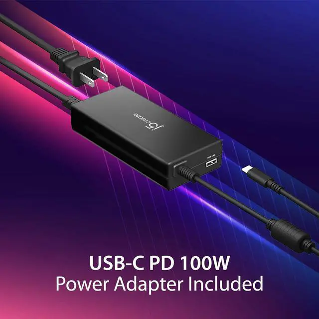Alt view image 3 of 7 - j5create USB Type C Docking Station with 100W PD Charger - Supports 3 Displays | HDMI, DisplayPort, VGA, 100W PD Charging, 1Gbps Ethernet | for MacBook Pro/Air, XPS, and More