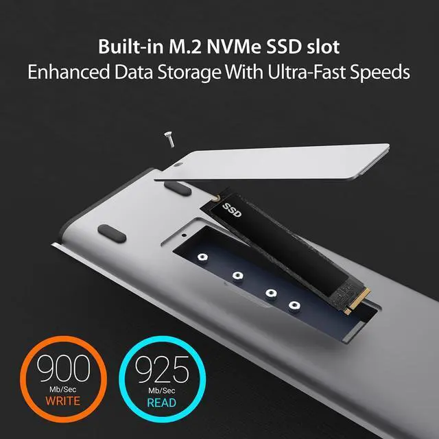 Alt view image 5 of 7 - j5create USB C Dual 4K 60Hz Display Docking Station (12-in-1), Built-in M.2 SSD Slot, HDMI, DisplayPort, 10Gbps USB-A, Card Reader, PD 100W, Ethernet, for 2021 MacBook Pro