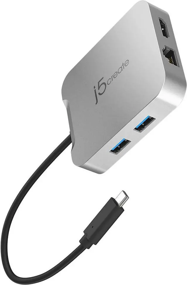 Main image of j5create USB C Hub - 4K 60Hz HDMI, 100W PD, 2 x USB-A, Ethernet | for Steam Deck, MacBook, ChromeBook, XPS, Surface Pro