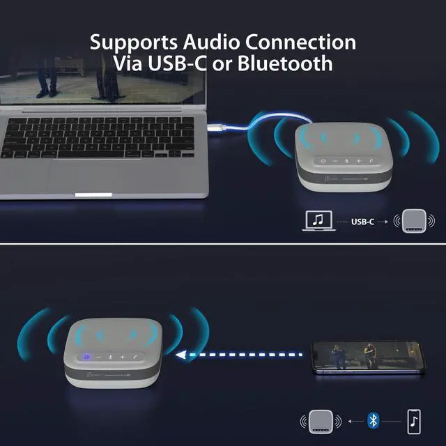 Alt view image 5 of 7 - j5create USB-C Dual 4K Speakerphone Dock Pro, Dual 4K HDMI Audio Dock for Video Conference, USB-A x 2, USB-C, Gigabit ethernet, Pass-Through Charging - Works with Teams, Zoom