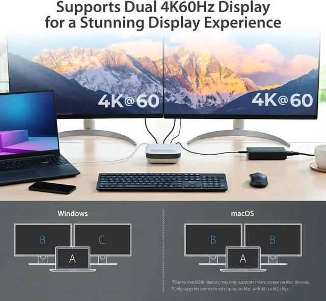 Alt view image 4 of 7 - j5create USB-C Dual 4K Speakerphone Dock Pro, Dual 4K HDMI Audio Dock for Video Conference, USB-A x 2, USB-C, Gigabit ethernet, Pass-Through Charging - Works with Teams, Zoom