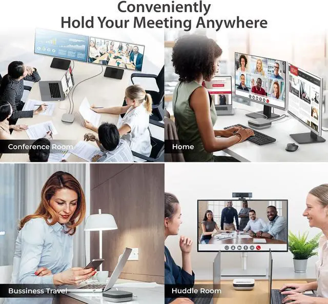 Alt view image 7 of 7 - j5create USB-C Dual 4K Speakerphone Dock Pro, Dual 4K HDMI Audio Dock for Video Conference, USB-A x 2, USB-C, Gigabit ethernet, Pass-Through Charging - Works with Teams, Zoom