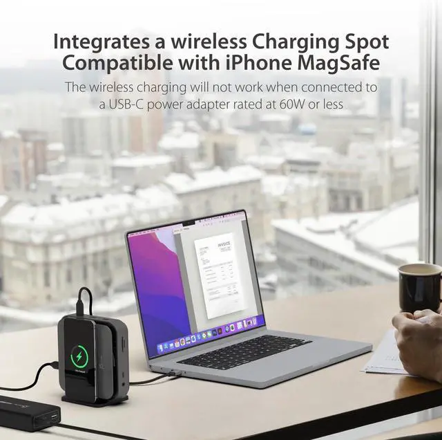 Alt view image 4 of 7 - j5create USB-C Dock Dual 4K HDMI - Supports Dual Extended 4K Display for Windows and M1/M2/M3 MacBook, Built-in 15W Magnetic Wireless Charger, USB-A x 2, USB-C x 2, Gigabit ethernet