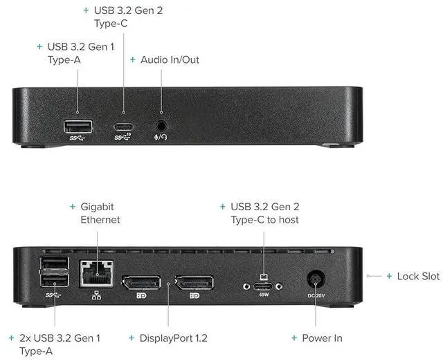 Alt view image 3 of 3 - Targus Dual Monitor Universal USB-C DV4K DP Docking Station with 65W Power - Broad Compatibility with a Range of Hosts, Devices, Peripherals, Laptops, and Operating Systems (DOCK315USZ)