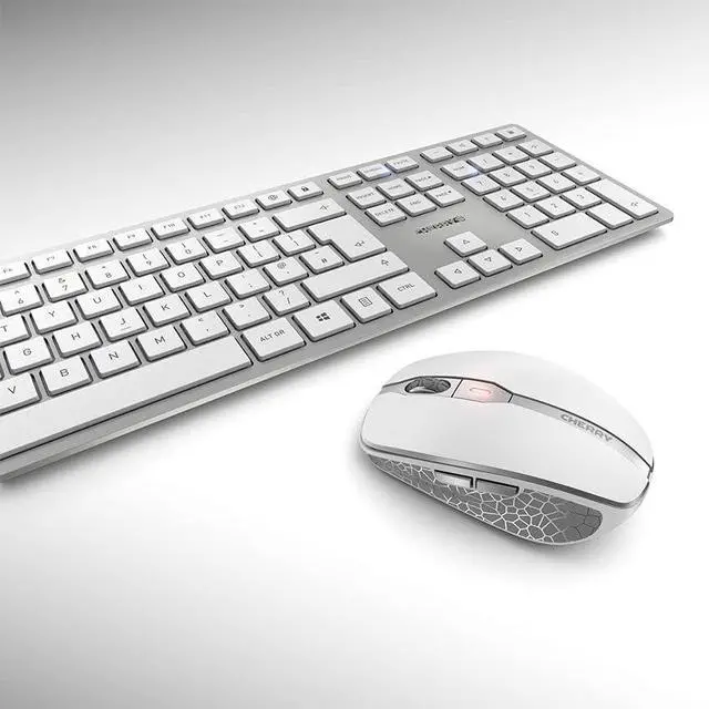 Alt view image 2 of 2 - CHERRY DW 9100 Slim Wireless Keyboard and Mouse Set Combo Rechargeable with SX Scissor Mechanism, Silent keystroke Quiet Typing with Thin Design for Work or Home Office.  (White & Silver)