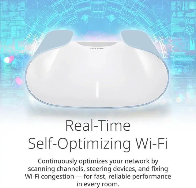 Alt view image 7 of 7 - D-Link M60AX6000WiFi6MeshRouterSculpted Décor ReadyDesign2.5GbpsWAN+4×Gbps LANGaming/Streaming/InternetLong Range Wireless Self Optimized360° CoverageExpandable MeshApp Control