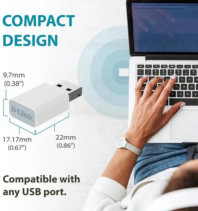 Alt view image 3 of 5 - D-Link AC1300 USB WiFi Adapter | 2.4/5GHz Dual Band Wireless Internet Travel Size for Desktop PC Laptop | MU-MIMO Plug & Play | Supports Windows 10/11 Drivers | WPA3 Enhanced Security