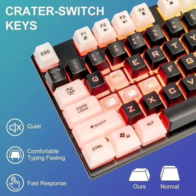Alt view image 2 of 7 - Light Up Keyboard and Mouse Combo, Full Size RGB Gaming LED Keyboard and Rainbow Wired Gaming Mouse for PS4 PS5 Xbox One Computer Desktop PC Gamer Office