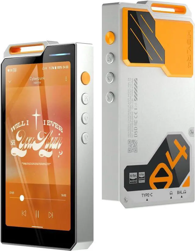 Main image of Mp3 & Mp4 Players spotify Player with Bluetooth and WiFi 4-Way HiFi DAP Android 12 OS 3.5mm po+4.4mm bal 32G+2TB Scalable Memory - Orange