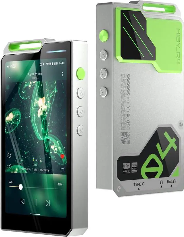 Main image of Mp3 & Mp4 Players spotify Player with Bluetooth and WiFi 4-Way HiFi DAP Android 12 OS 3.5mm po+4.4mm bal 32G+2TB Scalable Memory - Green