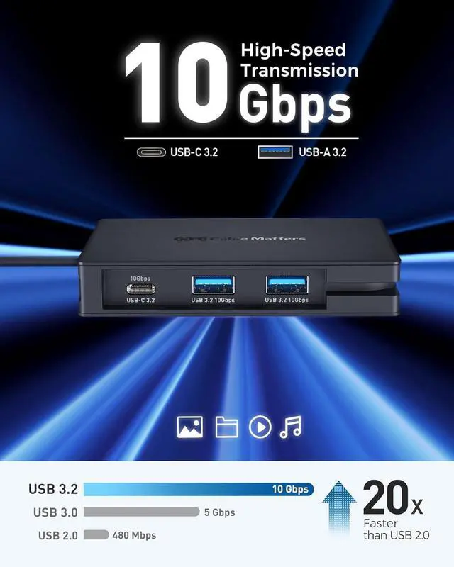 Alt view image 7 of 7 - Cable Matters 8-in-1 Portable 40Gbps USB4 Hub (USB 4 Dock) Dual DisplayPort 4K@60Hz, Single DP 4K@240Hz/8K@60Hz, 100W PD, Gigabit Ethernet, Compatible with Thunderbolt 4 (*macOS's Display Limitation)