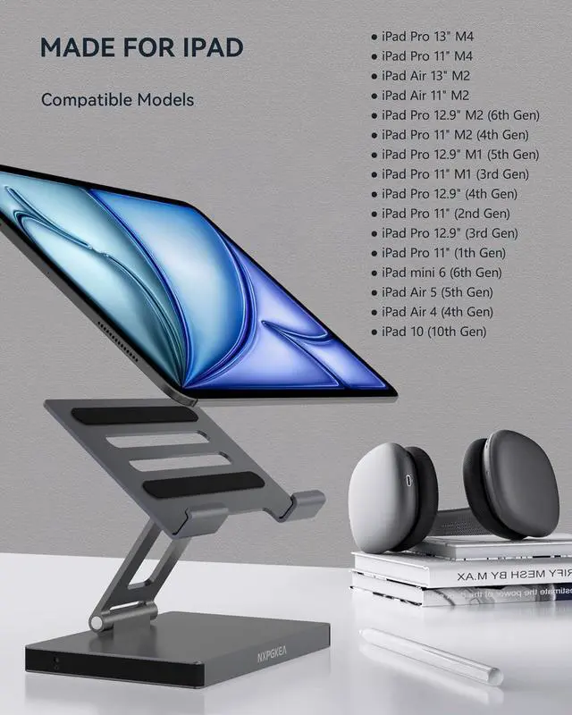Alt view image 7 of 7 - USB C Hub Stand for iPad Pro, 9-in-1 Adapter for iPad Pro M4 M2 13 12.9 11 Inch Docking Station Foldable with 4K 60Hz HDMI, RJ45 Gigabit Ethernet, SD/TF Card Reader, 3 USB 3.0, 3.5 mm Audio, iPad Air