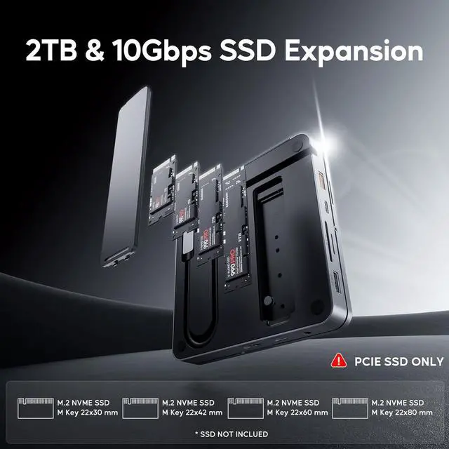 Alt view image 4 of 7 - USB C Hub for iPad Pro, Docking Station for iPad M4, 4K@60Hz HDMI, 100W PD Aluminum Hub with SSD Enclosure, Stand Dock for i-Pad Mini 6th Gen, No Support Lightning Port