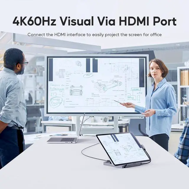 Alt view image 3 of 7 - USB C Hub for iPad Pro, Docking Station for iPad M4, 4K@60Hz HDMI, 100W PD Aluminum Hub with SSD Enclosure, Stand Dock for i-Pad Mini 6th Gen, No Support Lightning Port