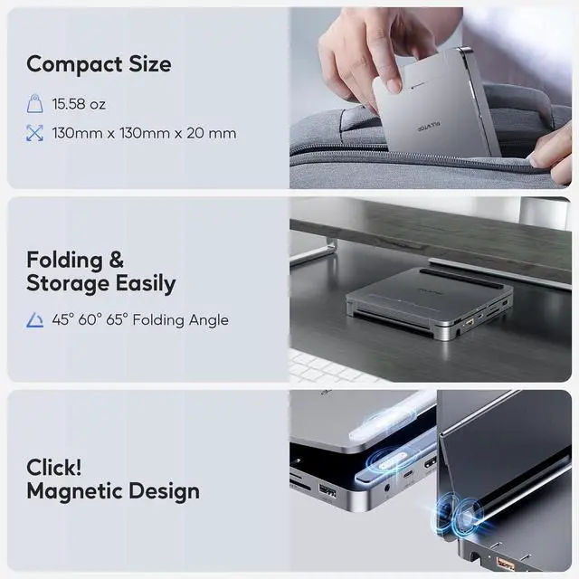 Alt view image 7 of 7 - USB C Hub for iPad Pro, Docking Station for iPad M4, 4K@60Hz HDMI, 100W PD Aluminum Hub with SSD Enclosure, Stand Dock for i-Pad Mini 6th Gen, No Support Lightning Port
