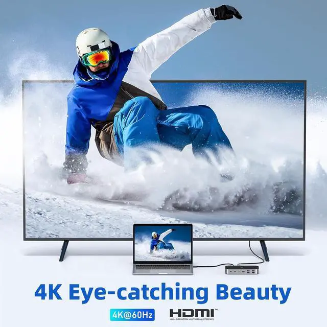 Alt view image 5 of 7 - Laptop Docking Station,16 in 1 Docking Station USB C Docking Triple Monitor,USB C Dock Station with 3 HDMI,PD 100W, USB 3.1/3.0/2.0,RJ 45 Ethernet,SD/TF,Audio for Dell/Lenovo(Including Charging)